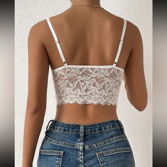 Sexy white lace bustier cami bralette crop top - Picture 2 of 16
